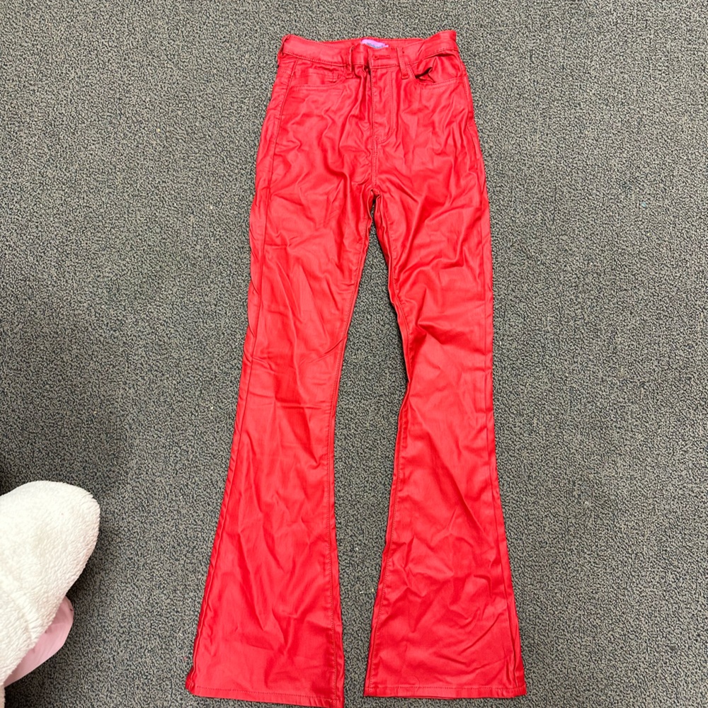 Edikted Luna Faux Leather Flare Jeans
